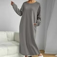 thumbnail image 6 of Aueoeo Womens Oversized Dresses Long Sleeve Sweat Dresses Loungewear Maxi Dress Crew Neck Vacation Outfit, 6 of 6