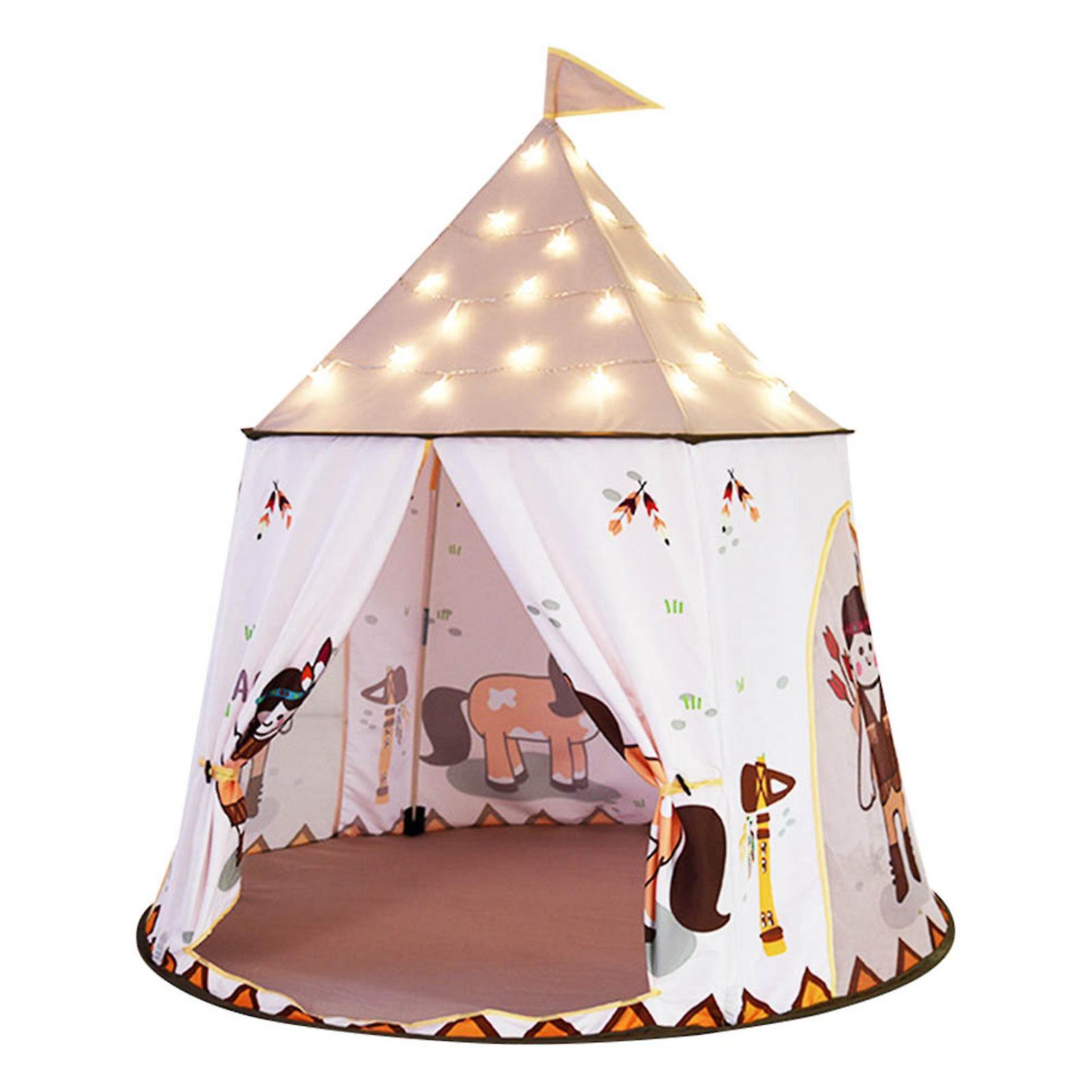 2 en1 Tente Interieur Cabane avec Lumières et Drapeaux Tente de Lit Jeu 2 en1 Tente Interieur Cabane avec Lumières et Drapeaux Tente de Lit Jeu