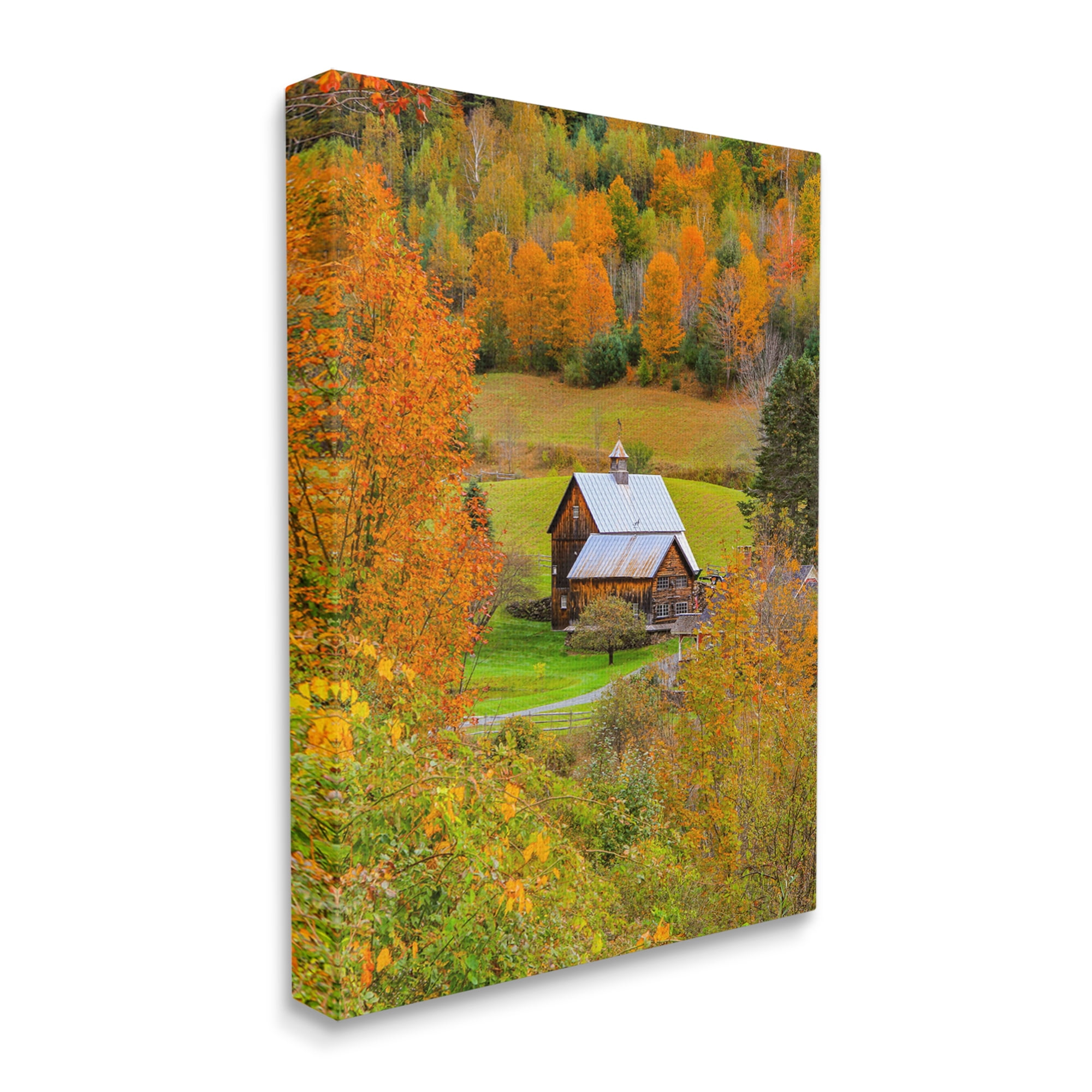 Stupell Industries Autumn Farmhouse Cabin Nature Photography Gallery Wrapped Canvas Print Wall Art, 36 x 48