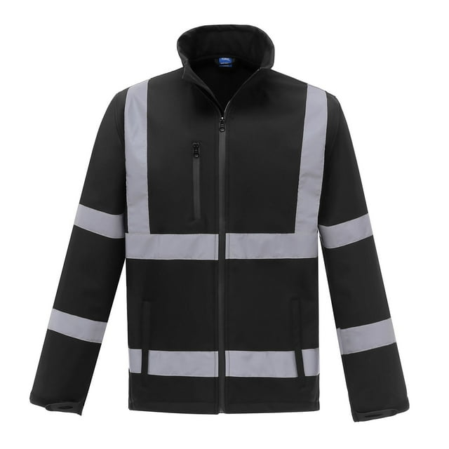 High Visibility Reflective Safety Jacket Workwear Waterproof Bomber Quilted Lining Jacket Lightweight for Women (Black,M)