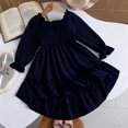thumbnail image 5 of OJSFQUFP Girls' Spring Summer and Fall Dress: Square Neck Flared Sleeves Ruffled Hem Dress, 5 of 6