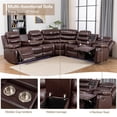 thumbnail image 4 of Pemberly Row Faux Leather Living Room Set Modern Reclining Sectional Sofa Brown, 4 of 9