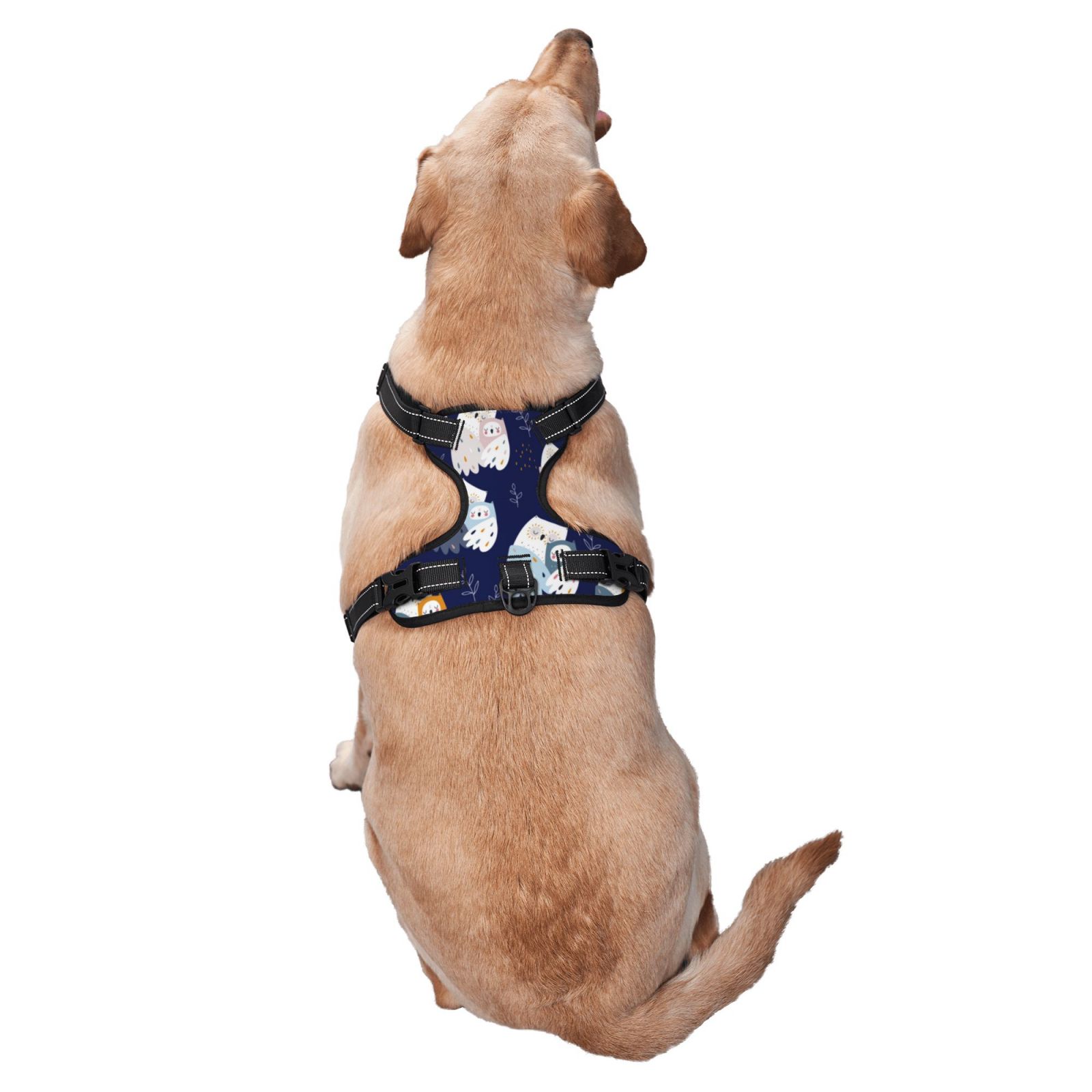 Vsdgher Mom And Baby Owls Pattern Dog Harness,No Pull Pet Harness with Soft Padded Handle,Adjustable Reflective Vest with 2 Buckles,4 Slide Buckles,S-XL Medium