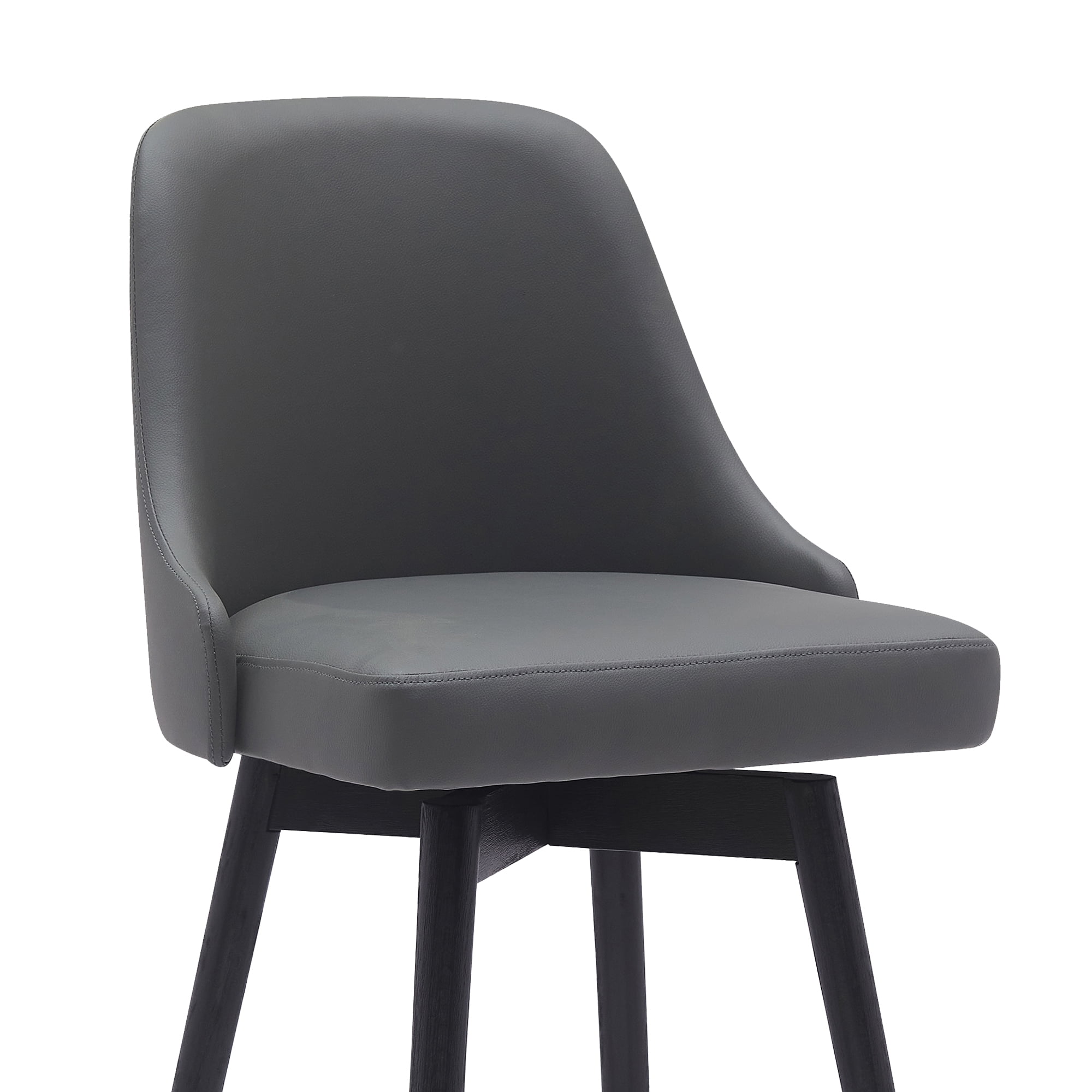 Armen Living Indoor Sicily 26" Swivel Walnut Wood Counter Stool in Gray Faux Leather