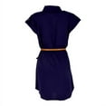 thumbnail image 2 of Women Ladies Chiffon Casual Loose Dress with Belt, Short Sleeve Chiffon Blouse Shirt Dress, 2 of 7