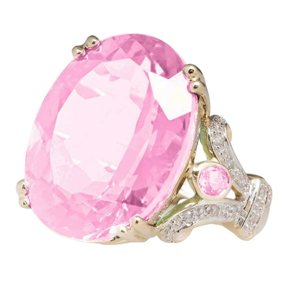 BNNG Women Ring Pink Gemstone Vintage Ring Women Jewelry Women's Fashion Goose Egg Diamond Ring Women'S Solitaire Rings
