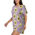thumbnail image 3 of Womens Pajama Sets With Pocket, Cute Avocado Star Purple Lounge Sets Short Sleeve Sleepwear PJ Sets for Women, 3 of 6