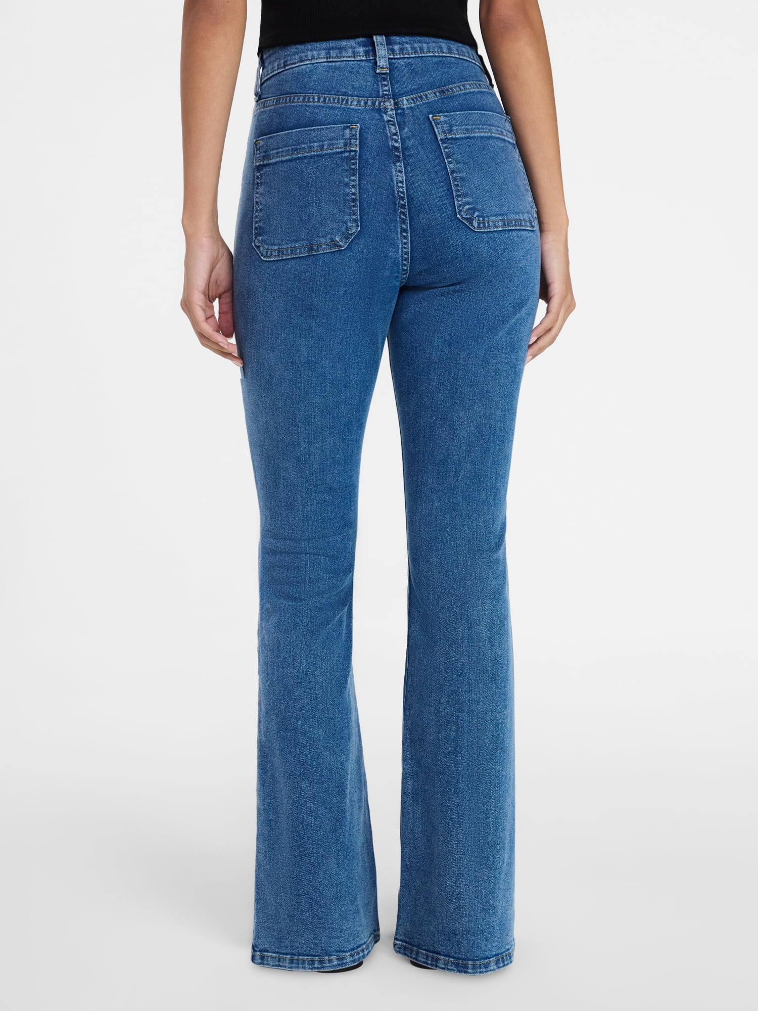 Time and Tru Women's Patch Pocket Flare Jeans, 31" Inseam, Sizes 0-22