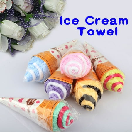 Washcloth Double Color Pure Cotton Ice Cream Shaped Washing Towel Gift Party (Best Rated Ice Cream)