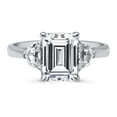 thumbnail image 2 of BERRICLE Sterling Silver 3-Stone Wedding Engagement Rings 2.6 Carat Step Emerald Cut Cubic Zirconia CZ Ring for Women, Rhodium Plated Size 5, 2 of 10