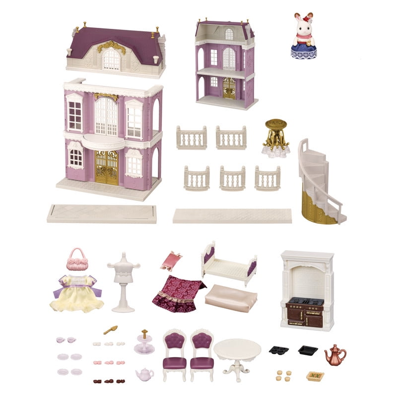 Calico Critters Town Series Elegant Town Manor Gift Set, Dollhouse Playset with Figure, Furniture and Accessories