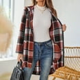 thumbnail image 4 of TKLPEHG Womens Plaid Jacket Full Zipper Casual Lapel Button Long Trench Coat Trendy Fall Winter Warm Clothing (Hot Pink,L), 4 of 6