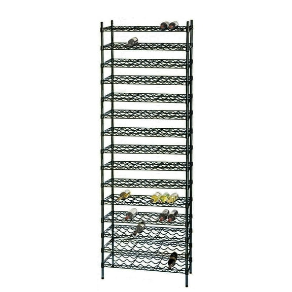 14" Deep x 36" Wide x 86" High 15 Black Shelf Single Wine Rack with 135 Bottle Storage Capacity