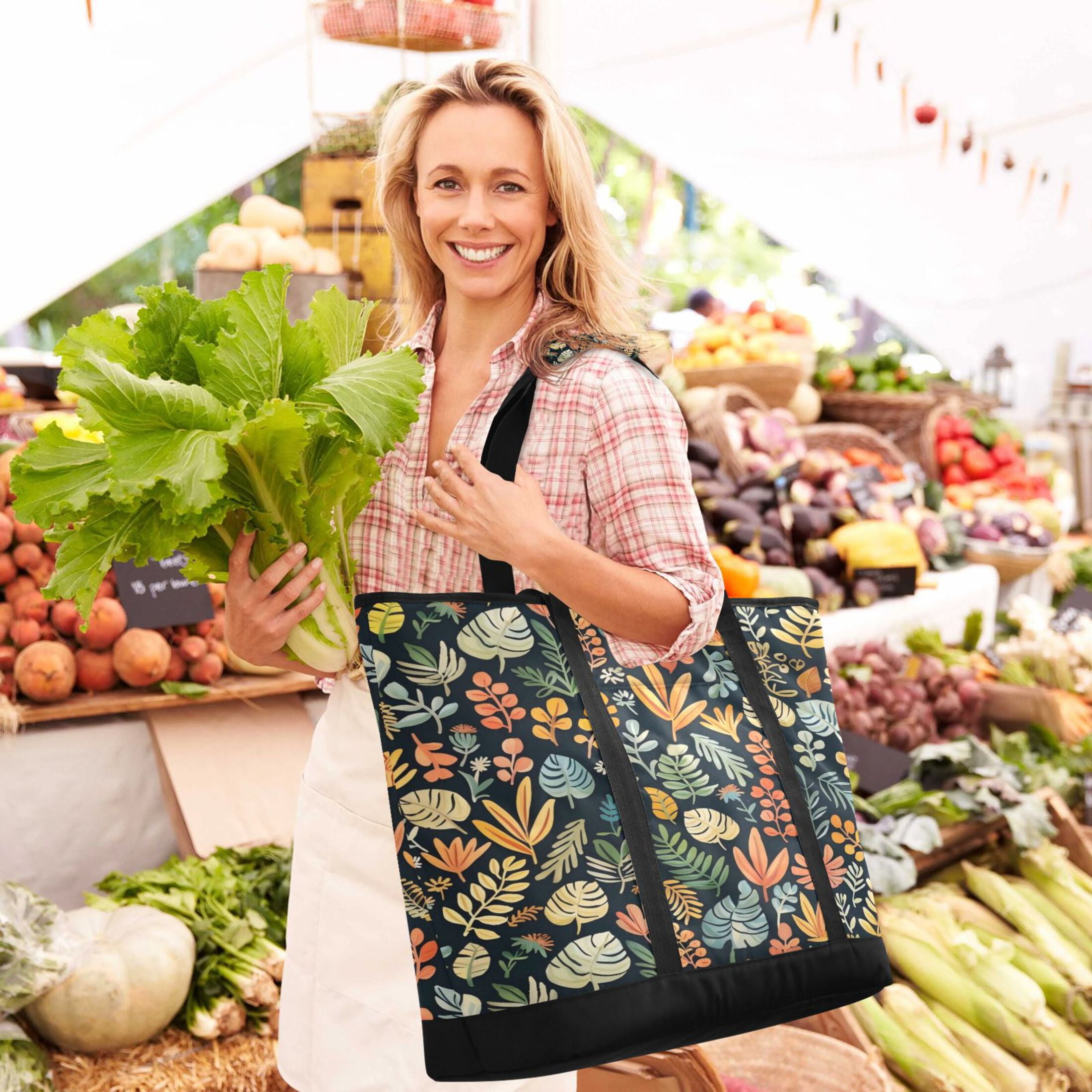 Large Hand-held Ice Pack Picnic Bag Insulation and Refrigeration Suitable for Shopping Picnics and Camping Hawaiian Grass