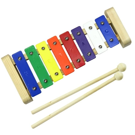 Clifton Wooden 8-key Xylophone for Kids Accurately Tuned Glockenspiel Colorful Metal Keys with Engraved Notes