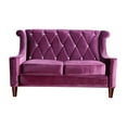 Armen Living Barrister Loveseat, Purple Velvet with Crystal Buttons