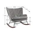 thumbnail image 5 of Upholstered Double Nursery Rocking Chair, Modern High Back Rocker Chair with Padded Seat, Velvet Fabric Accent Armchair Single Sofa Chair with Plywood Frame, for Living Room Bedroom, Silver, 5 of 7