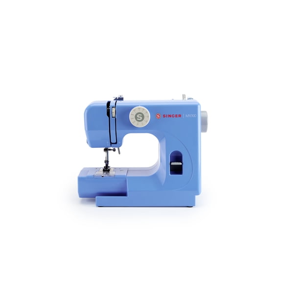 SINGER® M1000 Lightweight & Portable Sewing Machine   Accessories. 4 Built-In Stitches deliver 32 Stitch Applications | LED Light & Top drop-in bobbin for Hems | Great for Mending - Blue