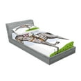thumbnail image 2 of Ambesonne Animal Fitted Sheet & Pillow Sham Set, Horse Racing Sketch, Twin, Multicolor, 2 of 2
