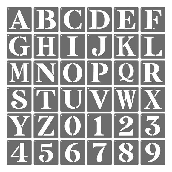 Uxcell 2.5 Inch Numbers Craft Stencils, 36 Pcs Letter Stencils Alphabet Reusable Plastic Kit for Painting on Wall, Wood, Fabric