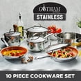 thumbnail image 3 of Gotham Steel Stainless Steel Pots and Pans Set with Lids 10 Piece Kitchen Cookware Set with Nonstick Ceramic Interior, Bakeware Set + Induction Cookware Set Non-Toxic Pot Set, Oven & Dishwasher Safe, 3 of 9