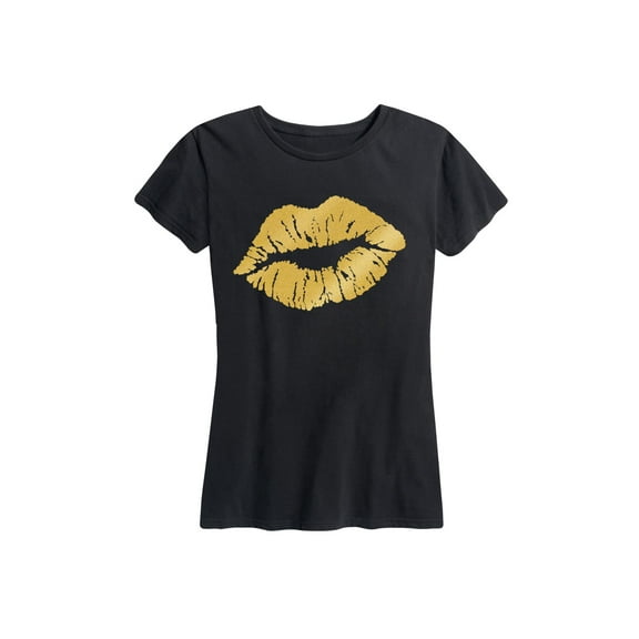 Instant Message - Gold Lips Metallic - Women's Short Sleeve Graphic T-Shirt