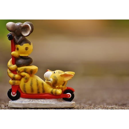 Fun Center Cat - LAMINATED POSTER Figures Funny Roller Cat Fun Cute Mouse Poster Print 24 x 36