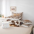 thumbnail image 5 of Homewish Brown Cartoon Bowknot Bedding Comforter Set 7pcs for Kids, Princess Ribbon Style Queen Bedding Sets, Modern Cheetah Print Reversible Queen Sheet Sets, Super Cozy Room Decor, 5 of 7