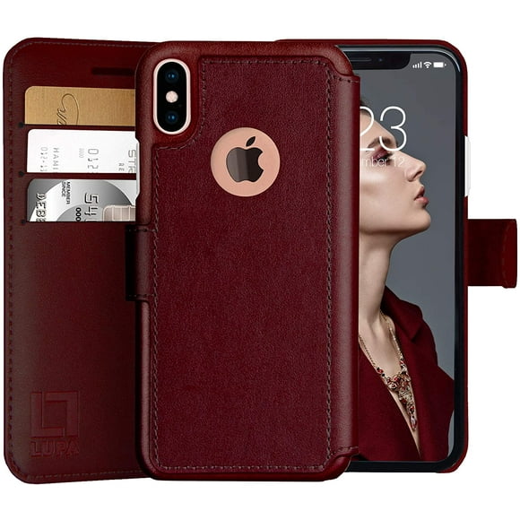 LUPA iPhone X Wallet Case -Slim & Lightweight iPhone X Flip Case with Credit Card Holder - iPhone 10 Wallet Case for Women & Men - Faux Leather i Phone Xs Purse Cases with Magnetic Closure – Black