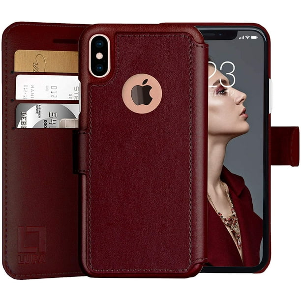 LUPA iPhone X Wallet Case Slim Lightweight iPhone X Flip Case with Credit Card Holder iPhone 10 Wallet Case for Women Men Faux Leather i