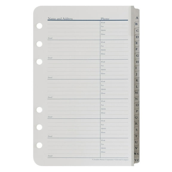 FranklinCovey Address-Phone Tabs (Compact Size)