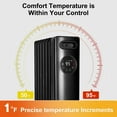 thumbnail image 4 of Romswi Oil Filled Radiator with 4 Modes, Electric heater with Remote and Wheel, Led Display, Digital Thermostat, 24H ON OFF Timer, Child Lock, Overheat & Tip-Over Protection,Indoor 1500W Black, 4 of 9