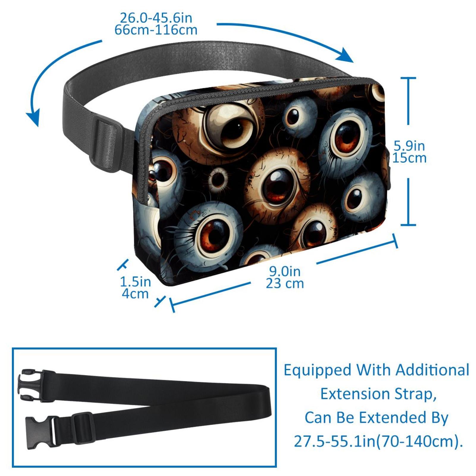 Halloween eyeballs Lightweight Adjustable Running Belt Bag Fanny Pack Waist Pack with Extension Strap Unisex