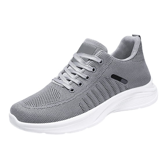 GrmtClth Lightweight Mesh Athletic Trainers for Men Soft Cushioned Sole Lace Up Breathable Knit Casual Jogging Walking Sneakers Gray (US/9)
