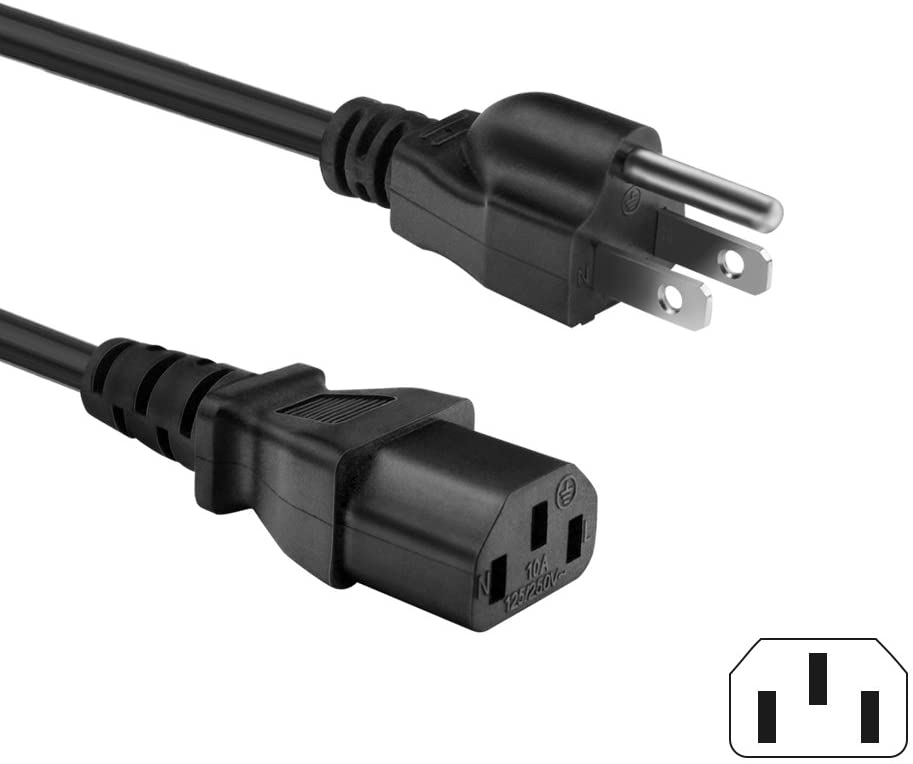 Power Cord AC Cable 5 ft PC Computer Monitor Printer 3 Prong