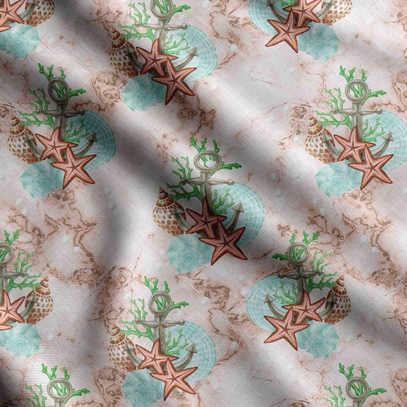 Soimoi Sea Shell Print,Cotton Poplin, Sewing Fabric Sold by The Yard 42 Inch Wide,Sewing Craft Quilting/Quilt Making Fabric, Rose Brown
