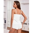 thumbnail image 3 of Ekouaer Womens Pajama Sets Soft Lingerie Sleepwear 2 Piece Cami Shorts Set V Neck Pj Lace Nightwear, 3 of 8