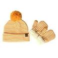 thumbnail image 1 of MesaSe Bonnet à Rayures d'Hiver pour Enfants Bonnet à Pompons Mitaines Gants Ensemble Chaud, 1 of 10