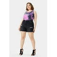 thumbnail image 3 of CASSIE LIZ Women's Plus Size Grey Destructed Shortie Shorts Jeans 3X Elastic Waist Frayed Hem Shorts Pocket Casual Pants Summer Washed Ripped Shorts Pants 3XL 22W, 3 of 8