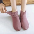 thumbnail image 3 of Women Socks, Fashion Casual Soft Cozy Cotton Breathable Blend Lace Decor Non-slip Silicone Grip Autumn Winter Crew Socks Slipper Floor Socks for Daily Wear 1Pair, 3 of 8