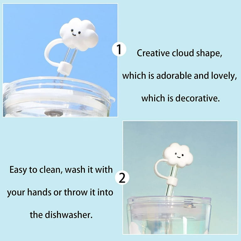 Homoyoyo 2PCS Silicone Straw Tips Cover Reusable Cloud Shape Straw Toppers  Cloud Straw Cover Plugs for Drinking Straws Party Gifts Portable Straw Tips