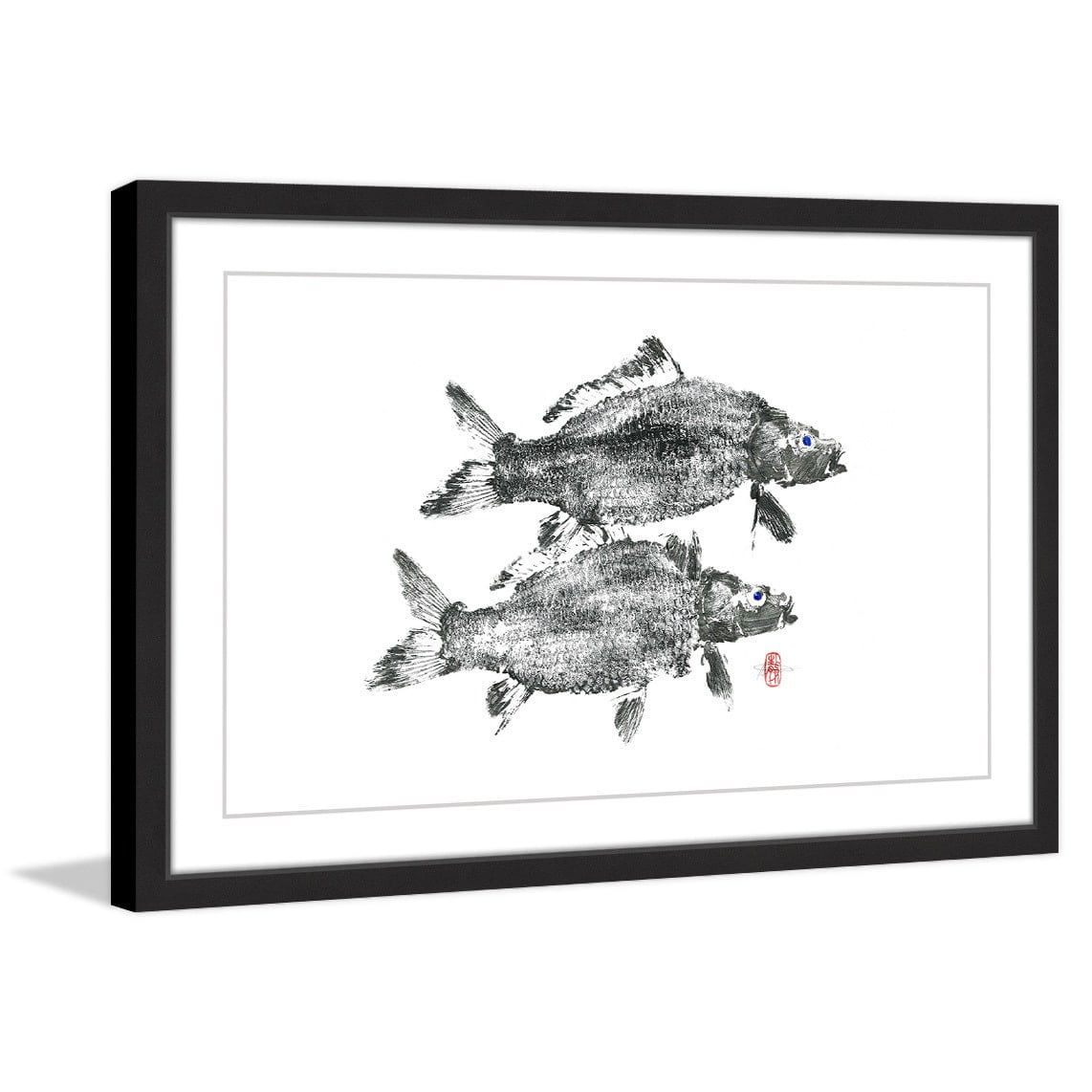 "Twin Carps" Framed Painting Print