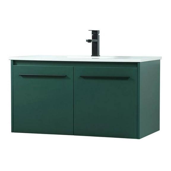 36 inch single bathroom vanity in green