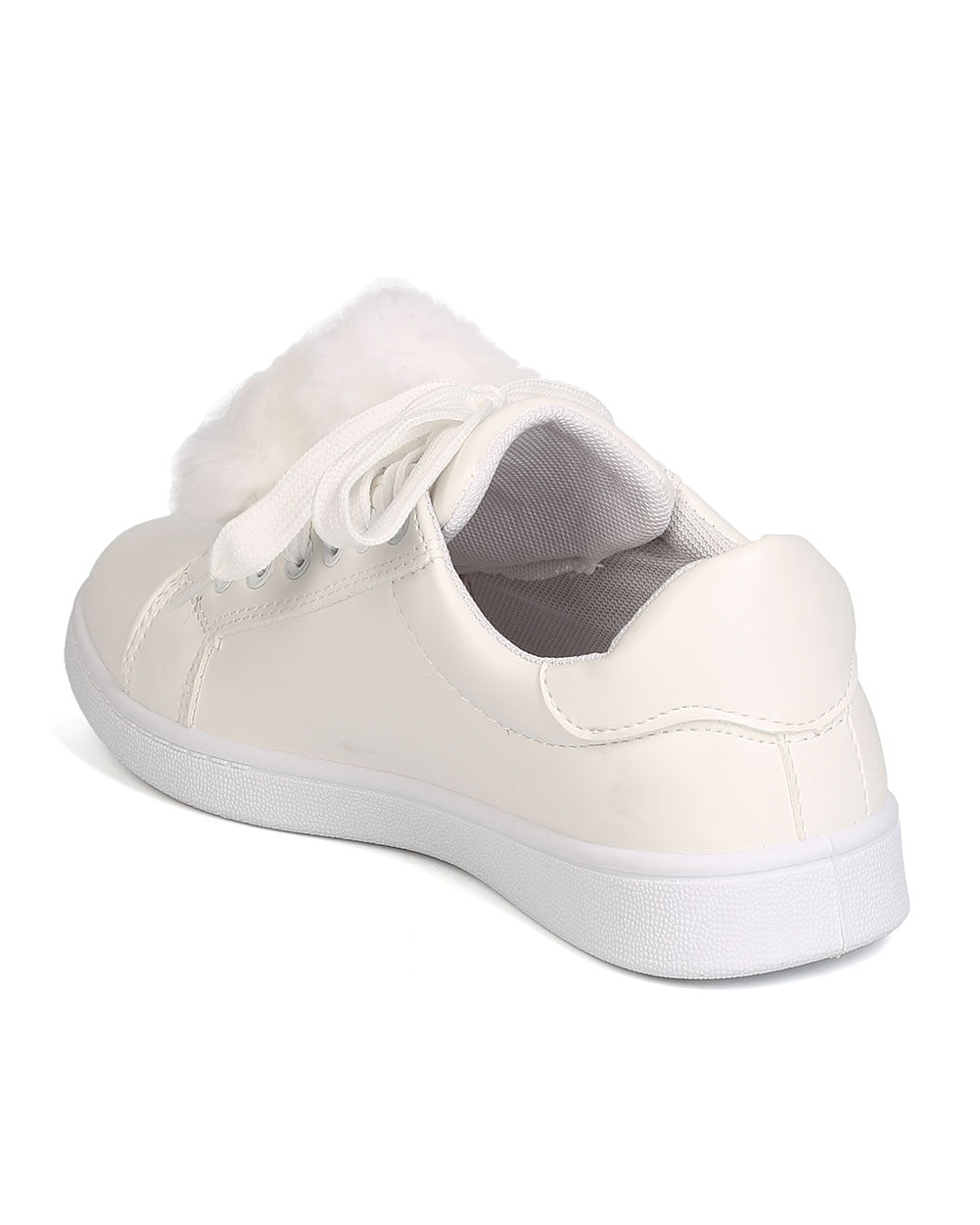 New Women Forever Ultra-32 Leatherette Lace Up Pom Pom Sneaker 