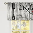 thumbnail image 4 of Black Farmhouse Rustic Kitchen Curtains Wooden Wood Small Short Cafe Window Curtains Vintage Fork Spoon Retro Barn Bathroom Living Room Bedroom Window Drapes Treatment 2 Panels (27.5x39 Inch), 4 of 5