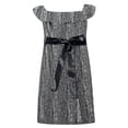 thumbnail image 5 of DHFJKG Summer Off Shoulder Dresses For Women Wedding Guest Dress Casual Striped Tie Waist Short Sleeve Slit Midi Sundress Cozy Dresses, 5 of 5