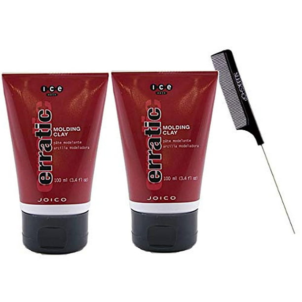 ICE Hair ERRATIC Molding Clay (w/ Sleek Steel Pin Rat Tail Comb) Spiker Hair  Paste Gel Cream (2-PACK ( oz / 100 ml)) 
