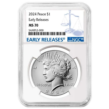 2024 $1 Peace Silver Dollar NGC MS70 ER Blue Label