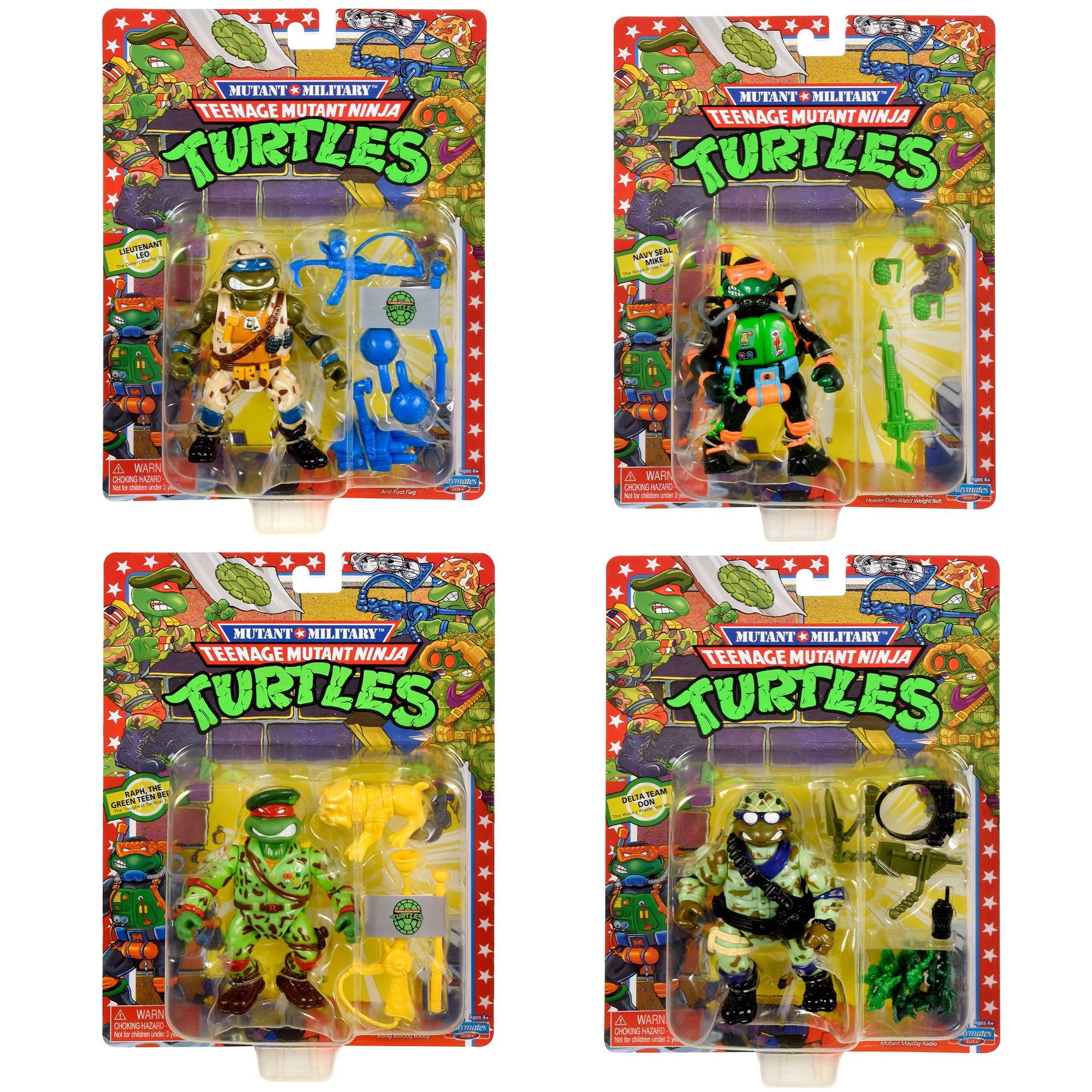 Classic Teenage Mutant Ninja Turtles: Military Turtles Figure 4-Pack by Playmates Toys