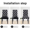 thumbnail image 3 of Dining Room Chair Covers Set of 4, Washable Kitchen Seat Protector, Removable Printed Stretchable Parsons Chair Slipcover for Room, Office, Hotel, Ceremony(03# Black), 3 of 6